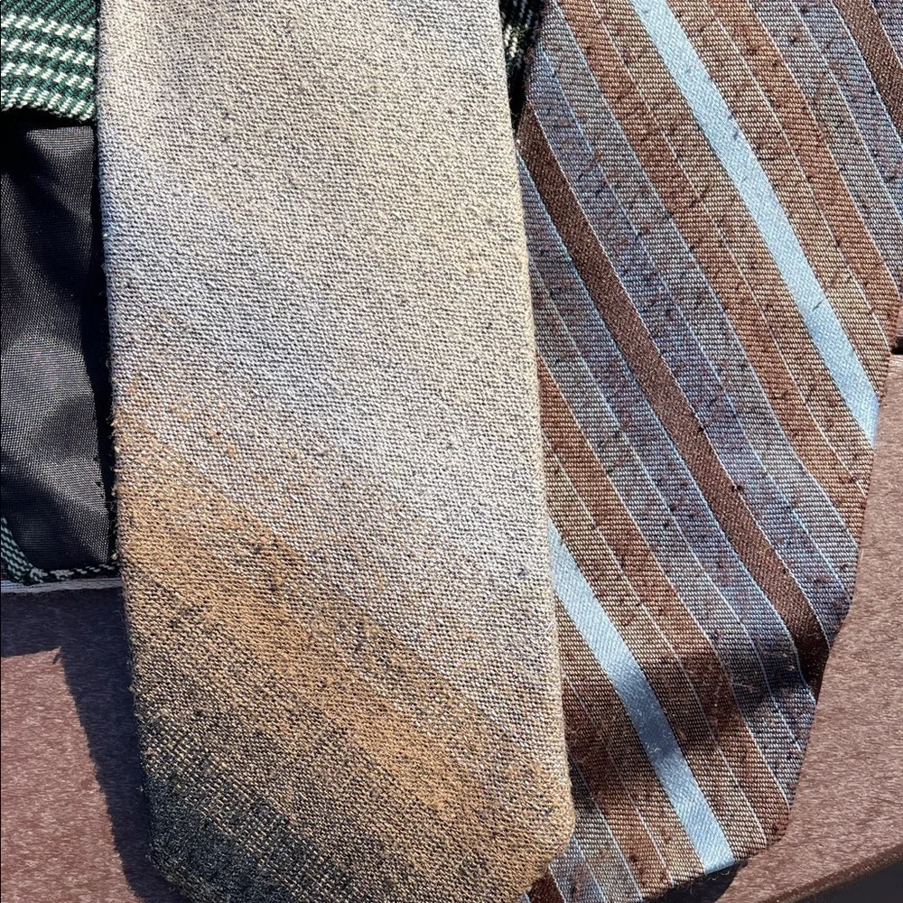 Vintage Men's Plaid Striped and Wool Ties Bundle - Set of 7